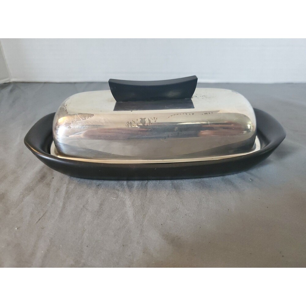Vtg MCM Towle Sterling Silver Butter Dish  Model 54 Ceramic Bottom Read